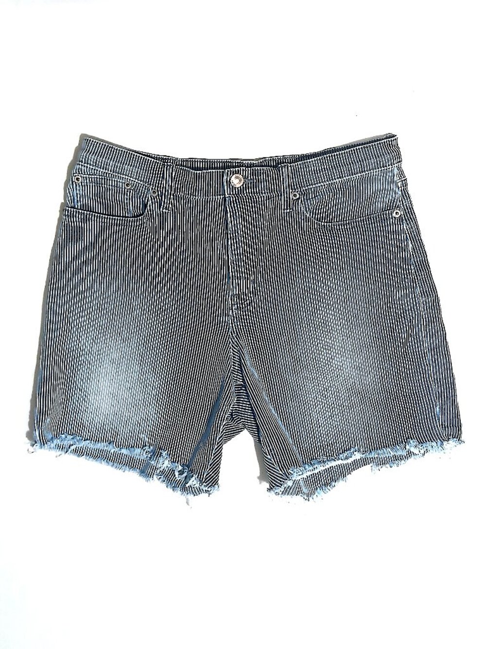Calvin Klein Jeans Blue White Striped Cutoff Denim Shorts High Rise Size 8